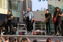 Danny Gokey gets airborne during his WGTS 91.9 Summer Concert Series Show.